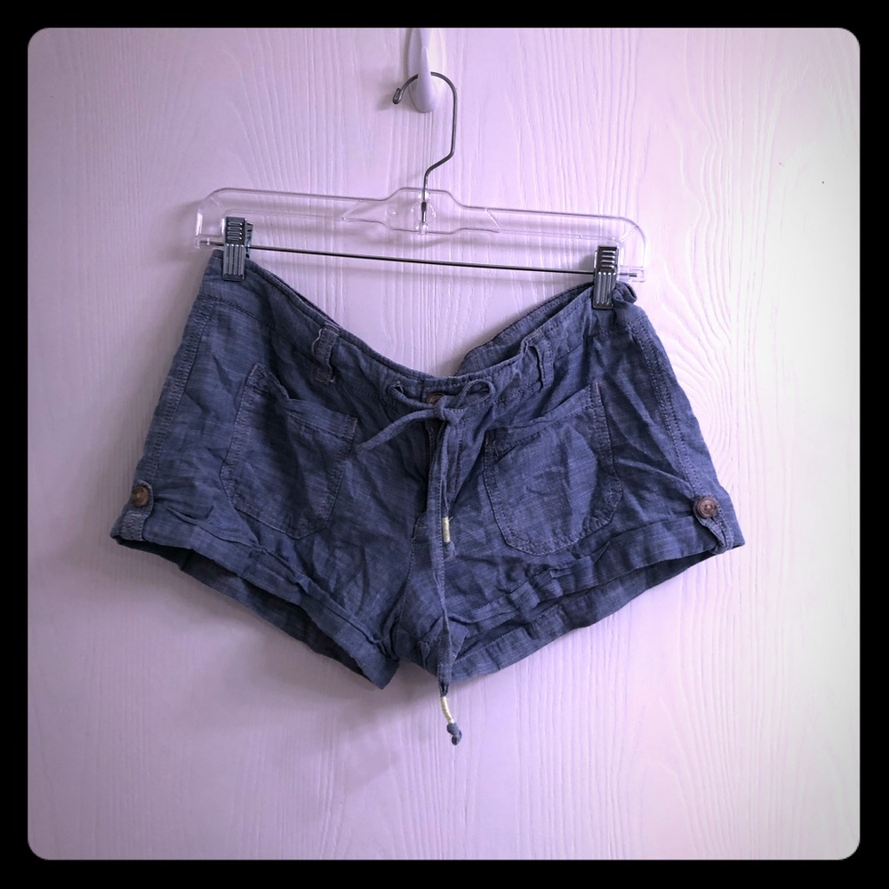 Hollister Blue Linen Shorts with Tie